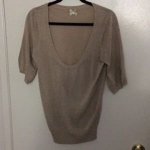 Forever 21, Gold Plunge Neck Sweater